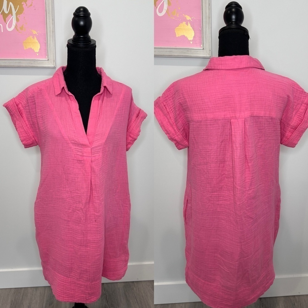 J. Crew Re-Imagined Cotton Pink Dress with Pockets (S)